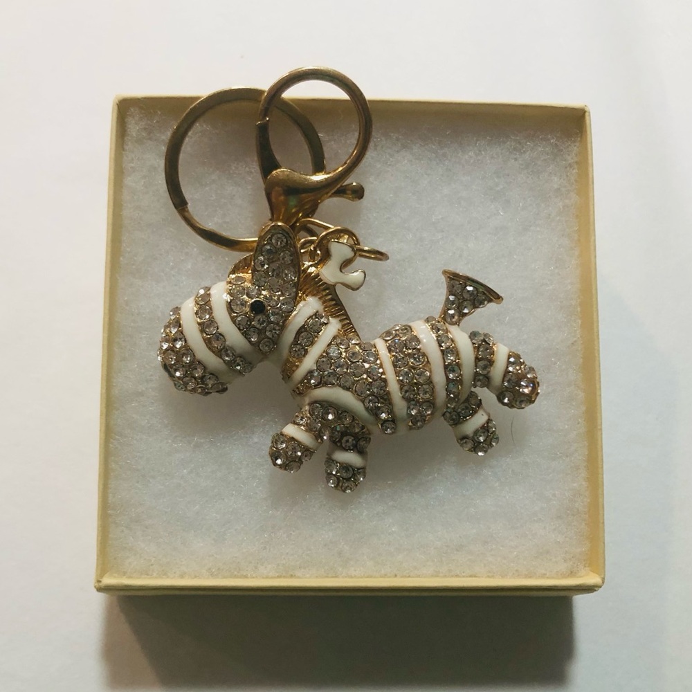 New Crystal Zebra Purse Charm/ Keychain - Picture 2 of 4